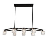 Matte Black Crystal Chandelier for Dining Room, 8-Light Kitchen Chandelier Light Fixture Modern W1592P231609