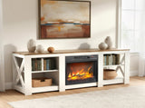 58 inch washed white cabinetbrown countertop double-sided cross fireplace cabinet 147.3 * 40 * 60 90961520