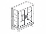 2 Doors Curio Cabinet with Tempered Glass Doors, Curio Cabinets with Mirrored Back Panel and 65434704