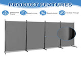 6FT 4-Fold 160g Polyester Cloth Plastic Foot Carbon Steel Frame Foldable Screen Gray 91313474