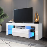 ZUN Entertainment TV Stand, Large TV Stand TV Base Stand with LED Light TV Cabinet. W33115869