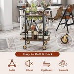 ZUN 2 Tier Bar Cart Wheels, Serving Cart Wheels And 2 Handle, Outdoor Bar Cart For The Home 77151370