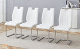 White PU Dining Chair Set.Uniquely designed white dining chairs. PU material, paired with silver W2920P225023