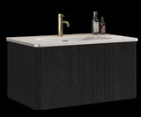 U057-Etna30W-308 Etna 30" Striped Brushed Black Oak Floating Bathroom Vanity with White Ceramic W1865P218039