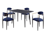 Modern Contemporary 2pcs Side Chairs Blue Fabric Upholstered Ultra Stylish Chairs Set B011139602