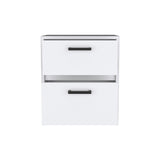 Nightstand 18"H , 2 Drawers with Metal Handles, White B097132931