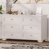 ZUN 6 Drawers Elegant Design Wooden Dresser, Retro Style Storage Cabinet with Metal Handles for Bedroom, N733P199705K