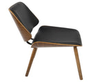 Mid-Century Modern Dining/Accent Chair in Walnut with Black Faux Leather - Set of 2 B202P223862
