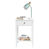 Two-layer Bedside Table Coffee Table with Drawer White 99618998