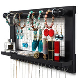 ZUN Jewelry Manager - Wall Mounted Jewelry Stand With Detachable Bracelet Bar, Shelf And 16 Hooks 26228906