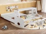Twin Size Floor Bed with Interesting Car-shape Design, Kids Car Floor Bed with Storage Drawers, W1580P396323
