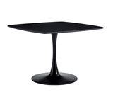 42.1"BLACK Table Mid-century Dining Table for 4-6 people With Round Mdf Table Top, Pedestal Dining W234119836