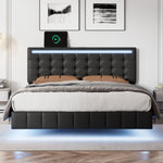 ZUN Full Size Floating Bed Frame with LED Lights and USB Charging,Modern Upholstered Platform LED Bed 16741764