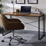 Solid Wood Top Rectangular Writing Desk, Oak and Black B016P311356