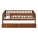 Twin Size Daybed Wood Bed with Two Drawers, Walnut WF301864AAL