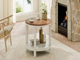 31.5" Round Coffee Table with Storage Shelf, 2-Tier Farmhouse Coffee Table with Rustic Wood Grain W1820P537105