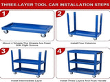Upgrade 3-Tier Rolling Tool Cart with Lockable Wheels, Heavy Duty Steel Utility Cart, Kitchen Cart 04836174