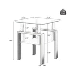 ZUN Set of 2, Modern Tempered Glass Tea Table Coffee Table End Table, Square Table for Living Room, W241104200