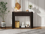 TREXM Oval Fluted Console Table with 2 Drawers and Bottom Shelf, Wood Entryway Table with Smooth N715P458125P