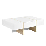 ON-TREND 47.2'' x 31.4''Minimalist High Gloss Coffee Table with 2 Drawers, Multi-Storage Rectangle N721P180693K