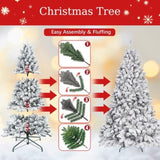 Artificial 7ft Flocked Christmas Tree with 1124 PE/PVC Mixed Branch Tips, Pine cone*45pcs, memory 11930555