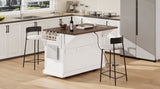 K&K 54.9" Kitchen Island with Drop Leaf, Power Outlet, Kitchen Storage Cart with 4 Door Shelves, N707P300277W