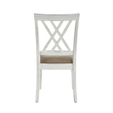 Modern Style White and Oak Finish Side Chairs 2pc Set Fabric Upholstered Seat Charming Traditional B011102651