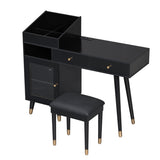 Modern Makeup Vanity Desk Drawers, Cabinet & Charging Port, Space-saving Dressing Table Set N844P285187B