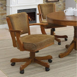 Olive Brown and Amber Upholstered Game Chair with Casters B062P145560