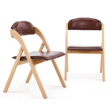 Set of 2 Wooden Folding Chairs with Padded Seats, Portable Simple Folding Chairs with Cushion for 87314134