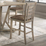 Set of 2 Dining Counter Height Chairs Modern Farmhouse Rustic Look Distressed Design Ladderback W2537P168503