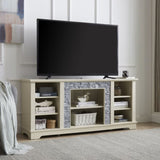 Mantel Stone TV Media Stand with with Faux Stacked Stone Surround, Modern Entertainment Console with W1758P187685