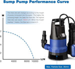 ZUN 3/4HP 2642 GPH 550W Submersible Dirty Clean Pump Swimming Pool Pond Flood Drain Heavy Duty 54985423