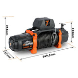 ZESUPER 12V 13500 lb Load Capacity Winch Synthetic Rope Hook Winch Kit Waterproof IP66 W121863300