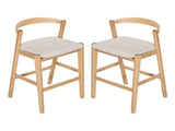 Balmain Indoor Rubberwood Barstool, Natural Finished and Beige Upholstery, Set of 2 N775P318294N