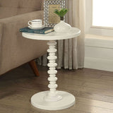 White Round Wooden Side Table B062P189131