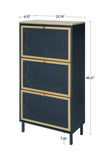 3 Metal Door Shoe Rack, Freestanding Modern Shoe Storage Cabinet, Metal rattan, for Entryway W68849315