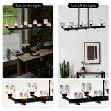 Chandelier for Dining Room, 10-Light Black Farmhouse Linear Pendant Light Fixture, Modern Crystal W1592P232178
