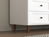 White MDF Display Storage Cabinet,Tall Kitchen Pantry Cabinets with Glass Doors and Adjustable W409P195106