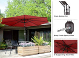 9FT Outdoor Patio Umbrella with Solar Lights and Tilt, Red 51262344