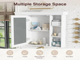 35'' x 28'' White Wall Mounted Bathroom Storage with Mirror Door, Modern Bathroom Wall 35423645