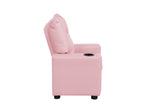 Perline 23"W Pink PVC Fabric Kids Recliner Chair with Cupholder B061P236759