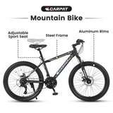 S24102 24 Inch Mountain Bike Boys Girls, Steel Frame, Shimano 21 Speed Mountain Bicycle with Daul W709P294014