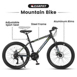 ZUN S24102 24 Inch Mountain Bike Boys Girls, Steel Frame, Shimano 21 Speed Mountain Bicycle with Daul W1856108878