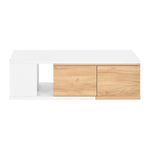 ZUN ON-TREND 47.2''-57''W Extendable Coffee Table 2 Storage Drawers, Dual-tone Wood Center Table WF531670AAK