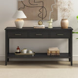 U_STYLE Contemporary 3-Drawer Console Table with 1 Shelf, Entrance Table for Entryway, Hallway, N711P234485B