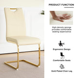 ZUN Modern PU dining chair Living room chair Upholstered chair, gold metal chair leg design, kitchen, W210P164983