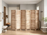 6-Panel Wood Folding Privacy Screen, 66.9" Tall Louvered Room Divider, Portable Partition for Room 40333571