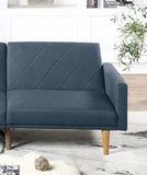 ZUN Modern Electric Look 1pc Convertible Sofa Couch Navy Color Linen Like Fabric Cushion Wooden Legs HS00F8506-ID-AHD