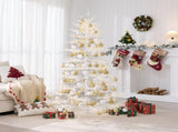 6FT Pre-lit Aspen Fir Artificial Christmas Tree, Hinged Xmas Tree with 600 Warm White LED Lights & N704P526146A